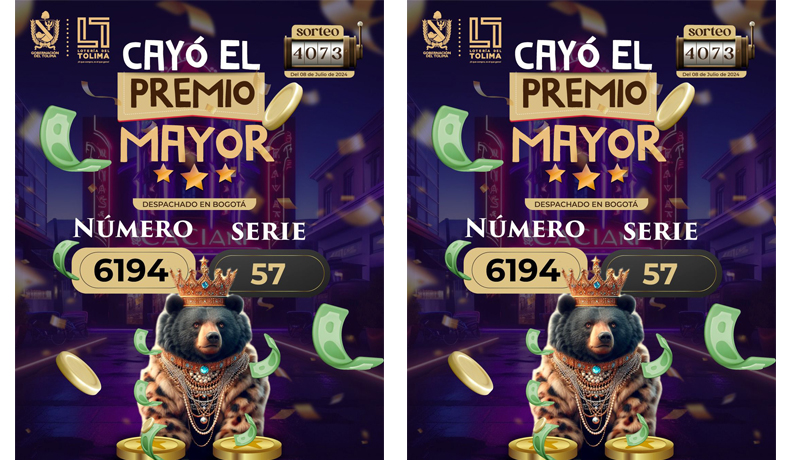 Cayó el Premio Mayor de la Lotería del Tolima
