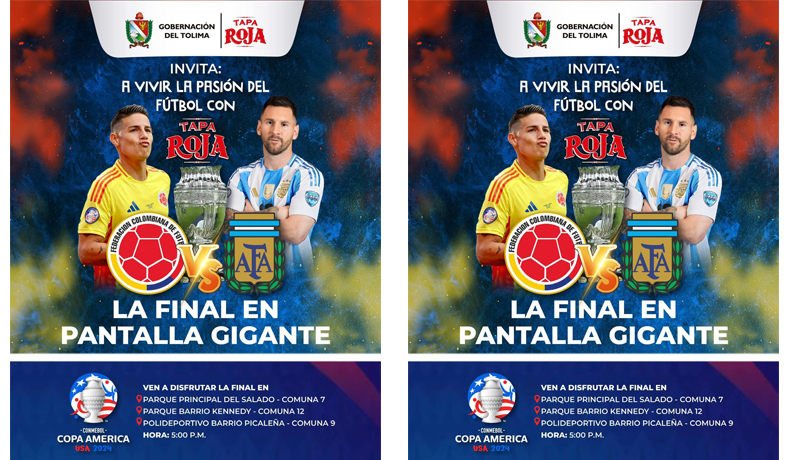 Gobernación invita a ver la final de la Copa América USA 2024 en pantalla gigante
