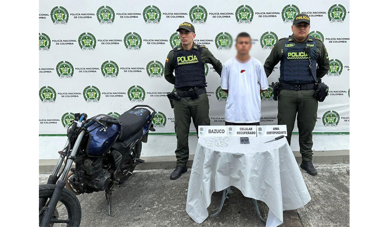 Capturado con 50 dosis de estupefacientes, celular hurtado y arma cortopunzante