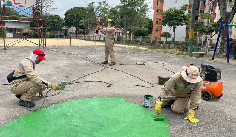 Polideportivo de Villa Café recibe intervención y mantenimiento de la Alcaldía