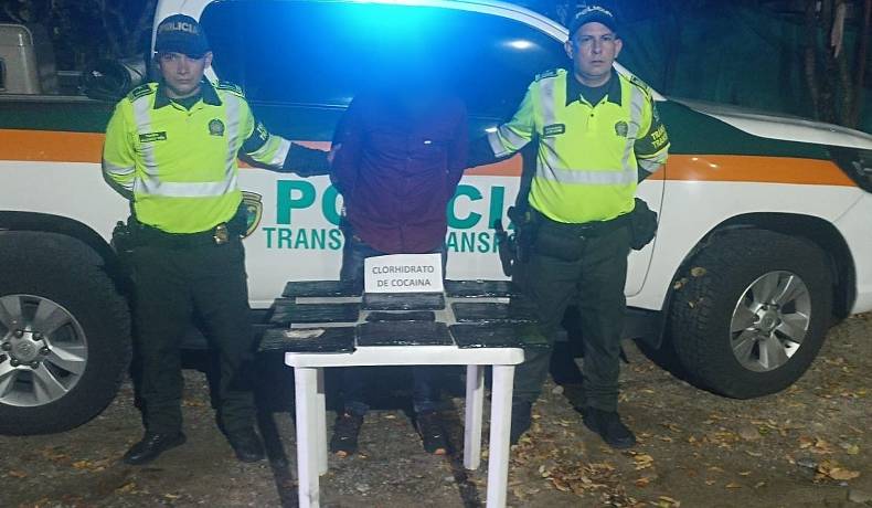 En vías de Saldaña capturado un sujeto e incautado clorhidrato de cocaína