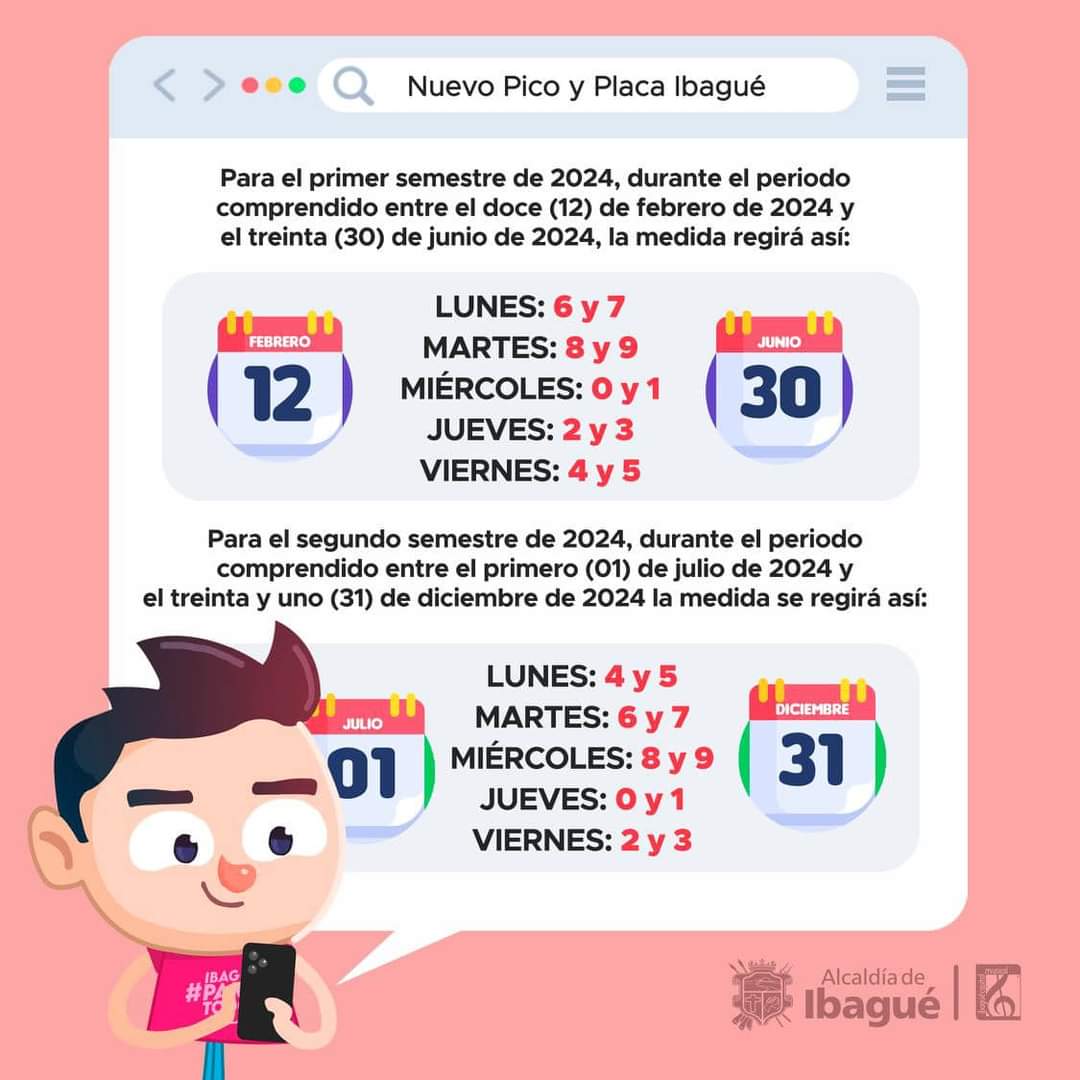 Cambios en el pico y placa en Ibagué