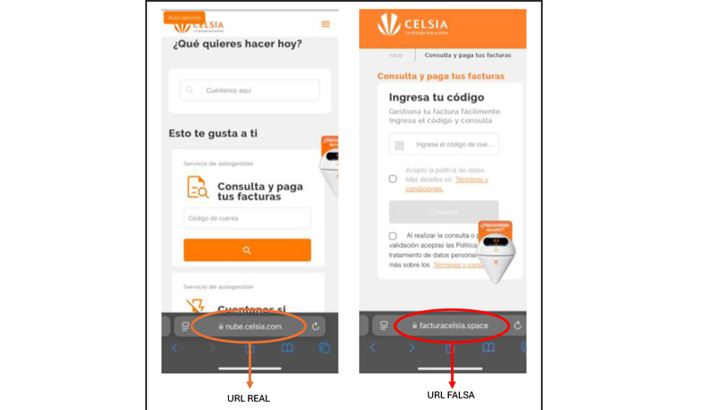 Celsia alerta a sus clientes sobre suplantación del sitio web para pago de factura