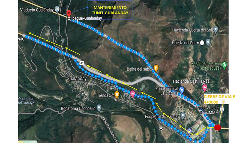Cierre del Túnel de Gualanday por mantenimiento