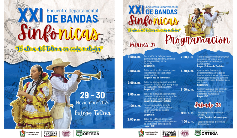 ¡Fiesta musical en Ortega! 12 municipios del Tolima se darán cita en el XXI Encuentro Departamental de Bandas Sinfónicas