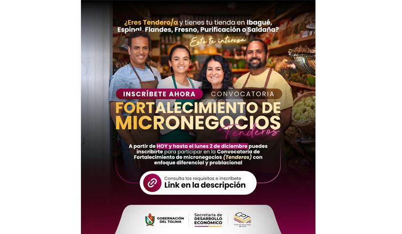 ¡Amigo tendero atención! Convocatoria de la Gobernación del Tolima con grandes beneficios