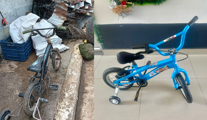 Policía Tolima cumple el sueño de una mamá que anhelaba que su hijo tuviera una bicicleta en Navidad 