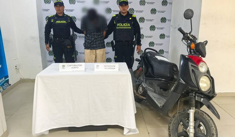 Captura por hurto de motocicleta en el barrio La Esmeralda