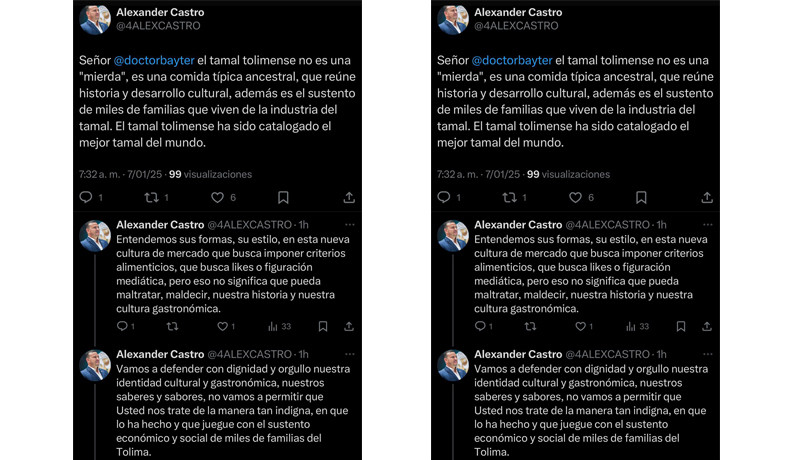 El tamal se respeta, contundente defensa de Alexander Castro, secretario de Cultura y Turismo del Tolima