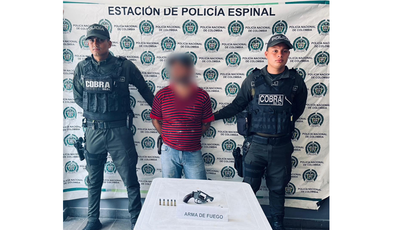 Policía Tolima captura a sujeto con porte ilegal de arma de fuego en El Espinal