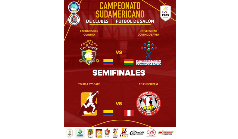 Hoy sábado, 27 de abril, semifinales del Sudamericano de Clubes de Fútbol de Salón en el Coliseo Mayor de Ibagué