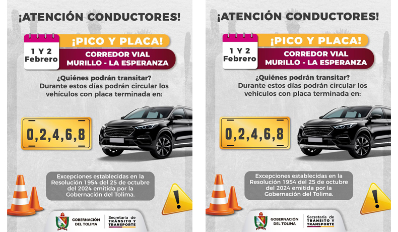 Pico y placa en la vía Murillo - La Esperanza continúa vigente según Resolución N.1954 de octubre de 2024