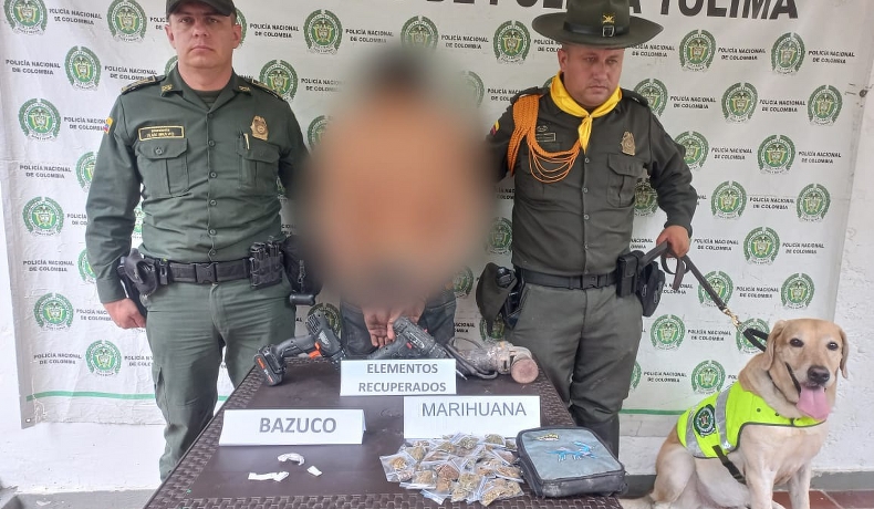 Gracias al olfato de Iván capturado sujeto a quien se le incautó estupefacientes y elementos hurtados