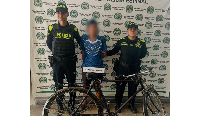 En El Espinal, rápida reacción policial permitió la captura de un sujeto y la recuperación de una bicicleta