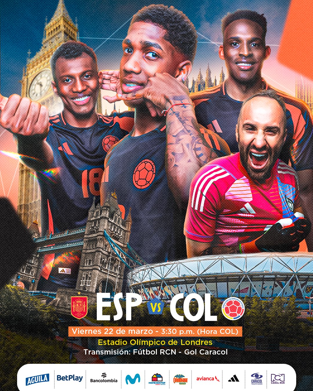 Colombia vs España hoy 3:30 pm