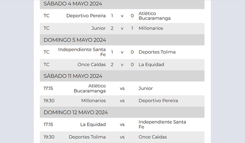 Resultados y próxima fecha de los cuadrangulares semifinales de la LigaBetPlay 