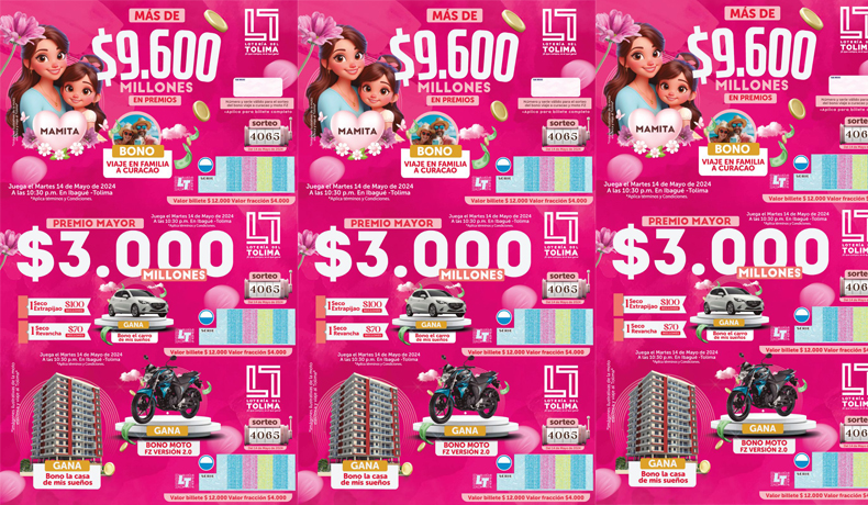 Lotería del Tolima expide billete en honor al mes de las madres