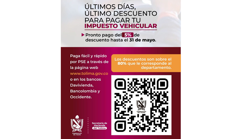 Últimos días para obtener descuento en el pago del impuesto vehicular