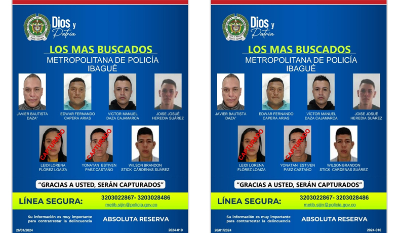 Los más buscados de Ibagué